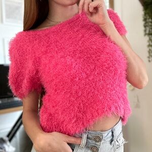 Vintage Pink Fuzzy Women's Top
